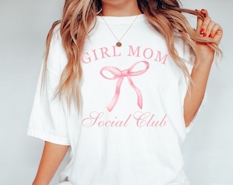 Coquette bow Comfort Colors shirt for girls, Girly girl shirt, Gift for girls, Bow shirt, Girly social club Tshirt, Pink ribbon shirt
