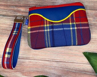 Blue Madras Clutch