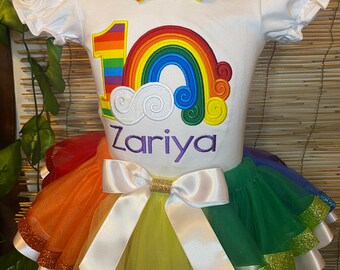 Rainbow Birthday Tutu Set