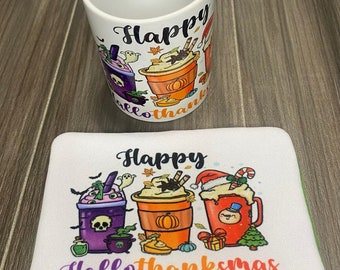 Happy Hallothanksmas Mug Set