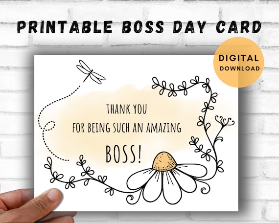 Printable Boss Card/daisy Doodle Boss's Day Card /boss | Etsy