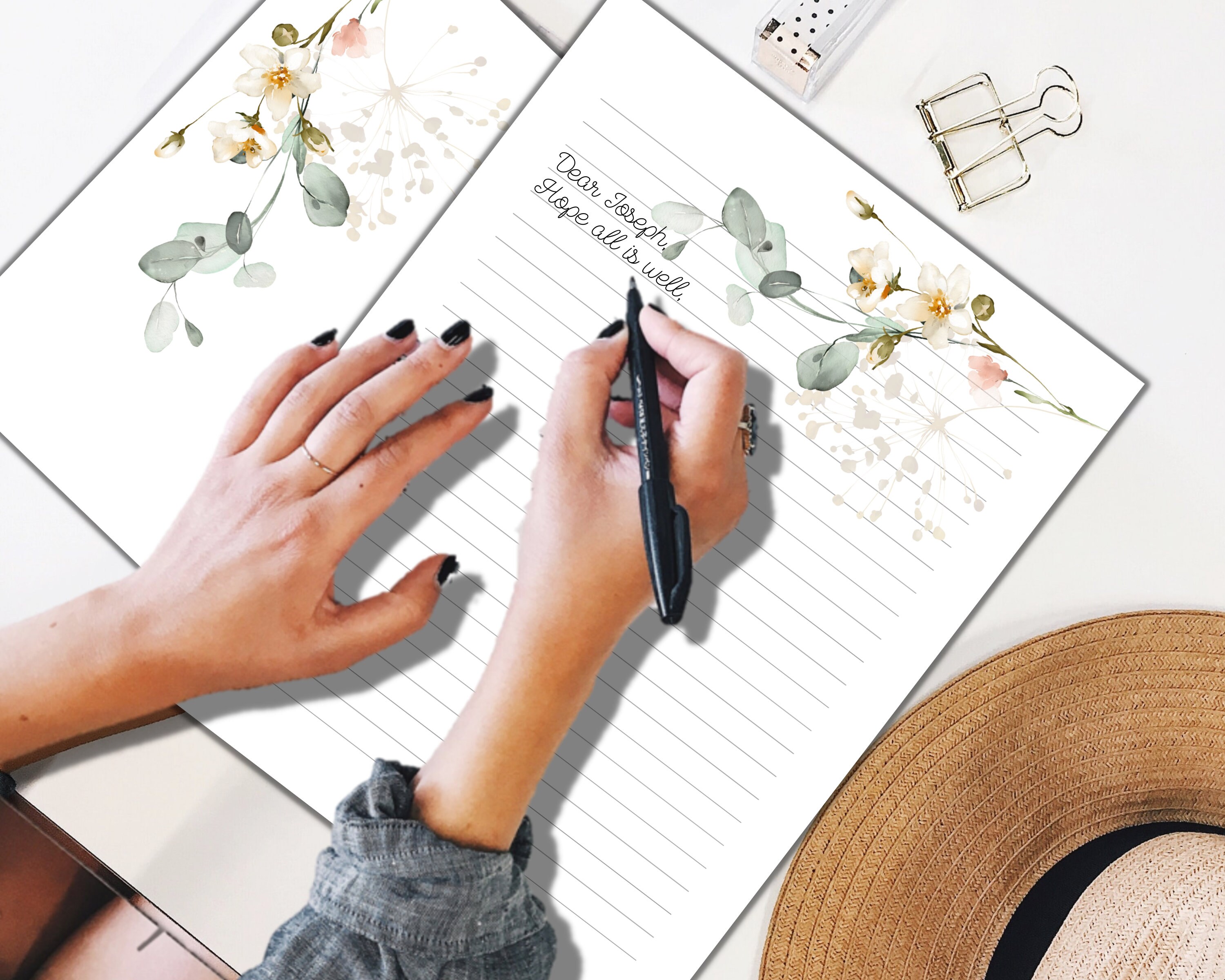 Printable Letter Writing Paper Set Stationery Watercolor Etsy UK