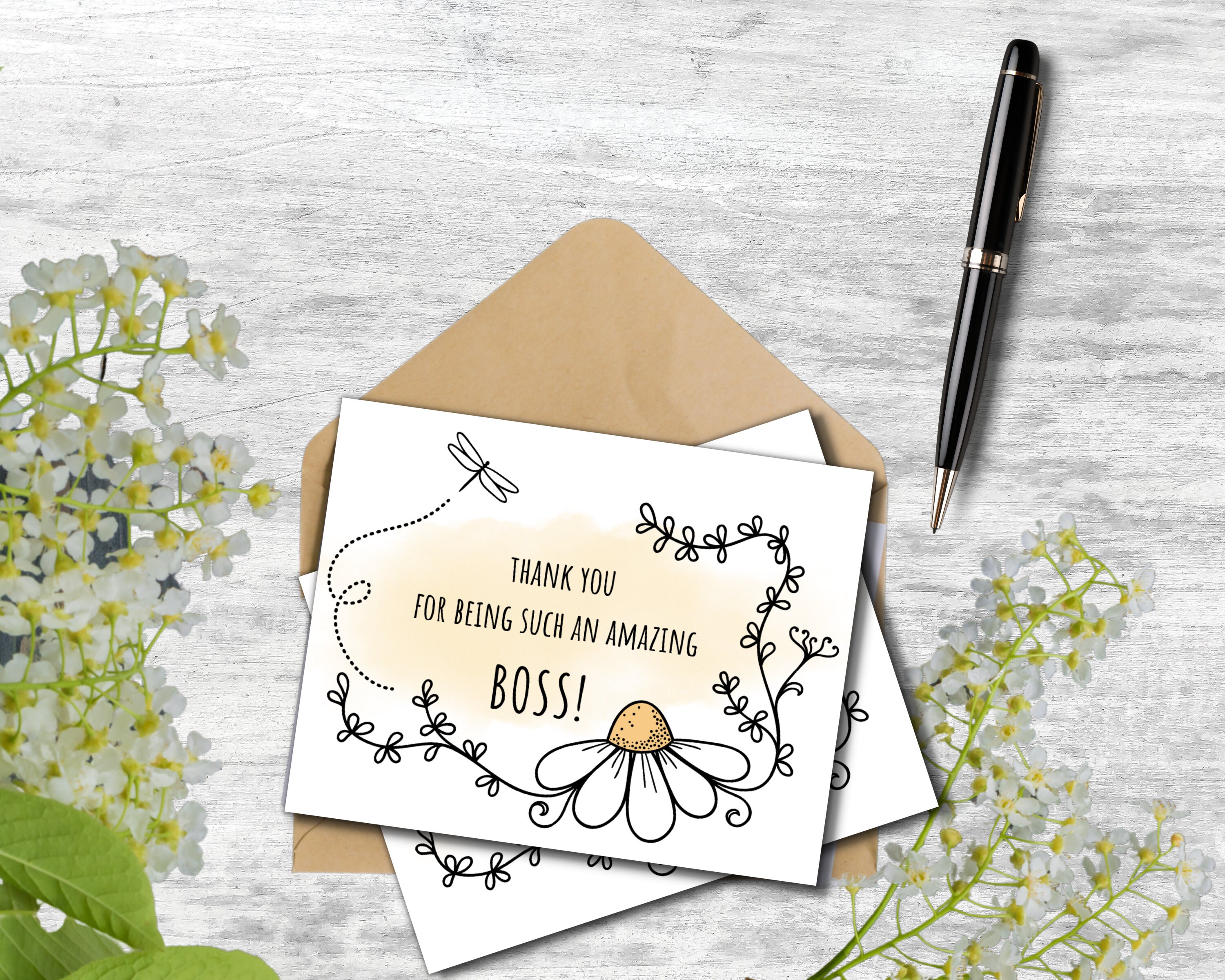 Printable Boss Card/daisy Doodle Boss's Day Card /boss Appreciation ...