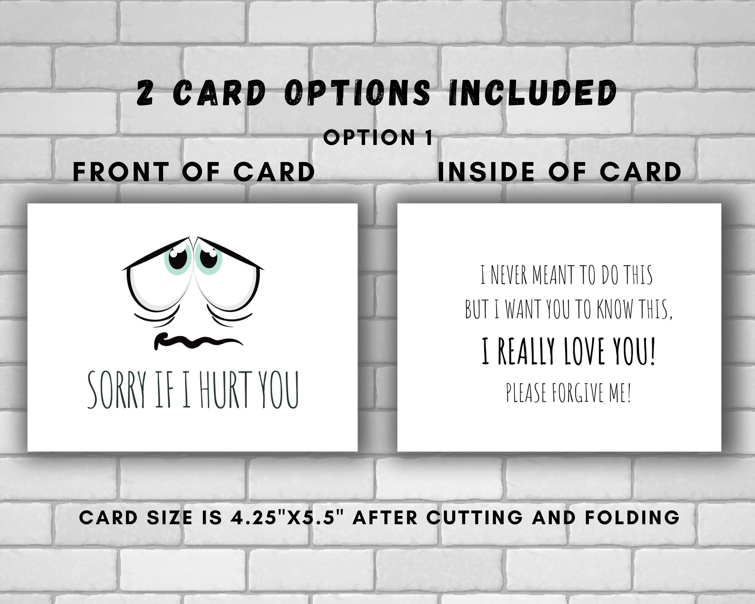 Printable Apology Card/i Am Sorry Card/please Forgive Me 2 in 1 ...