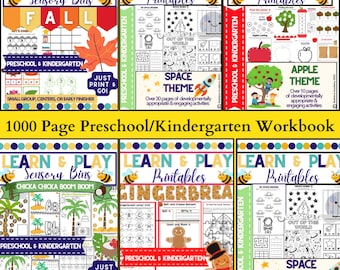 1000+ Page Preschool & Kindergarten Worksheet Bundle (Digital Download)