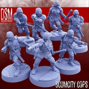 Scumcity Cops (7 sculpturen) / Stargrave / Savage Worlds / Cyberpunk 2077 / Gamma World / David Sheff Models