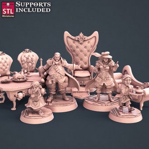 Guild Master set (4 Characters, plus lots of wealthy scatter terrain) / STL Miniatures