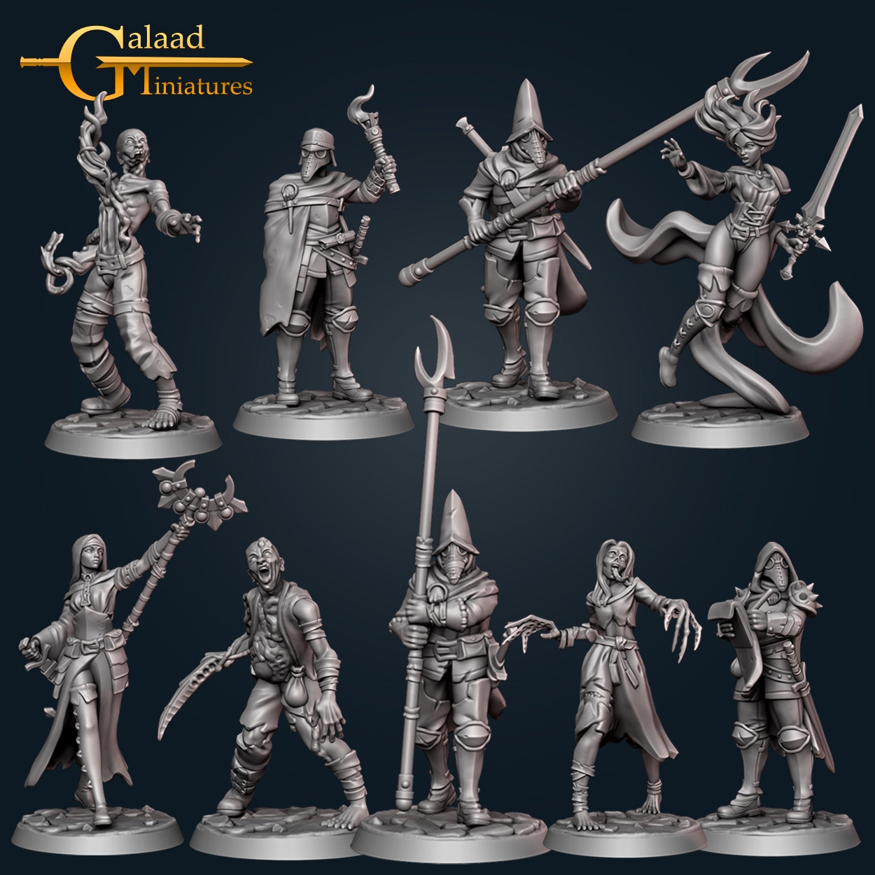Stem The Ghoul Plague! (6 Character and 3 Ghoul sculpts) / DnD / 5e / Pathfinder / Galaad Miniatures