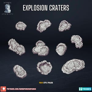 Bomb Craters (10 sculpts in two sizes) / Filament / Trench Crusade / Gaslands / Wasteland Warfare / Savage Worlds / Admiral Apocalypse