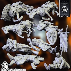 Lijken van ridder en paarden (8 sculpturen) / Buitenterrein / DnD / 5e / Savage Worlds / Dead Man's Hand / Phillip Sins