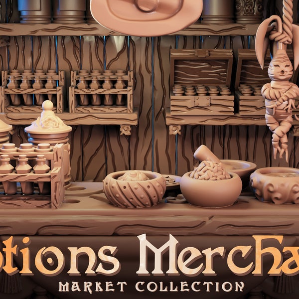 Modular Merchant Stalls (3 major styles) / DnD / Pathfinder / 5e / Savage Worlds / World Forge Miniatures