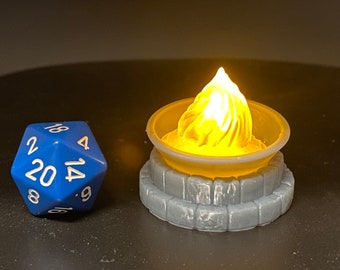 LED Brazier with fire (fire printed with clear resin) / Dungeons and Dragons / Pathfinder / Fat Dragon Games