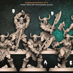 Dragonpeak Barbarians (6 Sculpts, with or without Helmets) / DnD / 5e / Pathfinder / Artisan Guild