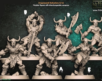 Dragonpeak Barbarians (6 Sculpts, with or without Helmets) / DnD / 5e / Pathfinder / Artisan Guild