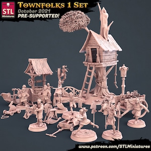 グリーマとグラッグの孤児院 (キャラクター 9 体、子供用の散在地形もいくつか) / STL ミニチュア / DnD / パスファインダー / 5e