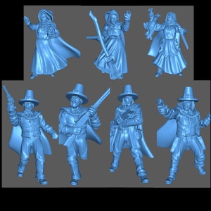 Salem Witches (7 Sculpts) / Deadlands / Doomtown / Dead Man&#39;s Hand / Blackwater Gulch / Gunfighter&#39;s Ball / 3D Breed Miniatures