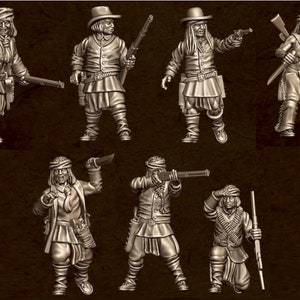 Apache Warband (7 Sculpts) / Deadlands / Doomtown / Dead Man&#39;s Hand / Blackwater Gulch / Gunfighter&#39;s Ball / 3D Breed Miniatures