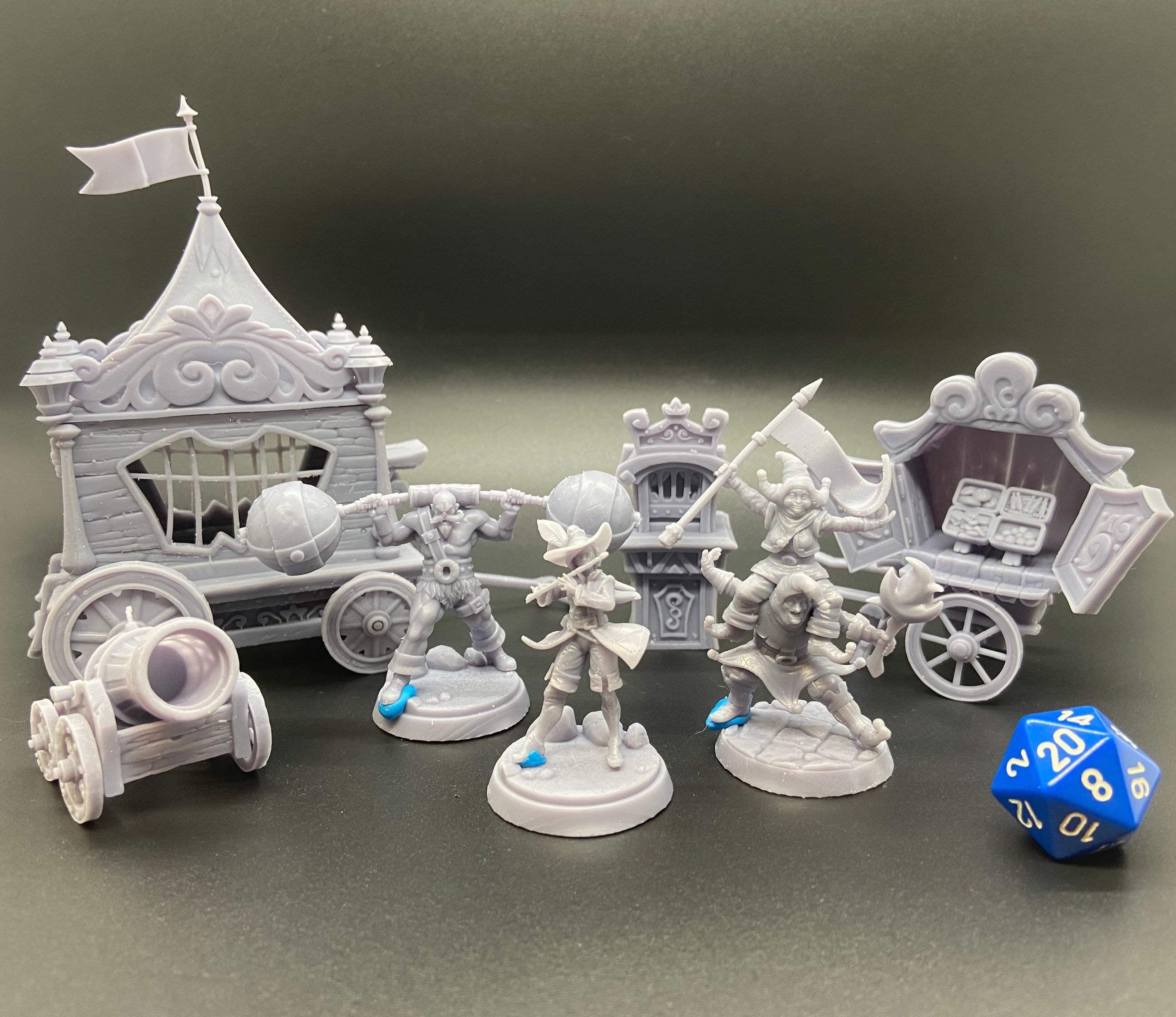 Carnival set (3-4 Characters, plus lots of carnival scatter terrain) / STL Miniatures / The Wild Beyond the Witchlight