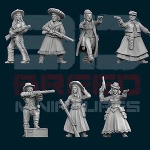 Ladies of the West (7 Sculpts) / Deadlands / Doomtown / Dead Man&#39;s Hand / Blackwater Gulch / Gunfighter&#39;s Ball / 3D Breed Miniatures