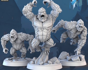 White Gorilla (Medium Beast) / Frostgrave / DnD / Pathfinder / 5e / Miniature / STL Miniatures