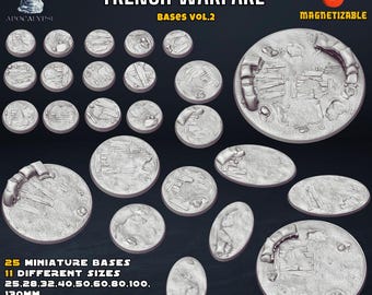 Trench Warfare Bases (50 different sculpts) / Stargrave / Gaslands / Trench Crusade / Wasteland Warfare / Savage Worlds / Admiral Apocalypse