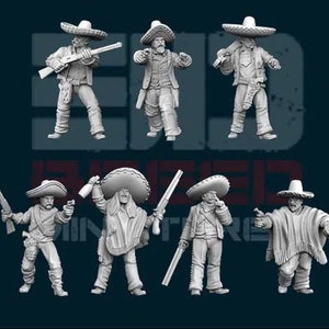 Mexican Outlaws (7 Sculpts) / Deadlands / Doomtown / Dead Man&#39;s Hand / Blackwater Gulch / Gunfighter&#39;s Ball / 3D Breed Miniatures
