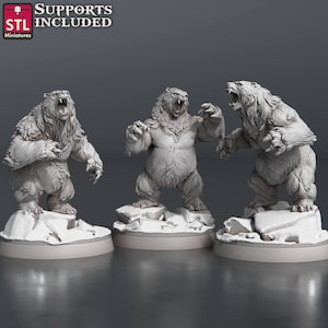 Bear Pack (Medium or Large Beast) / Frostgrave / DnD / Pathfinder / 5e / Miniature / STL Miniatures