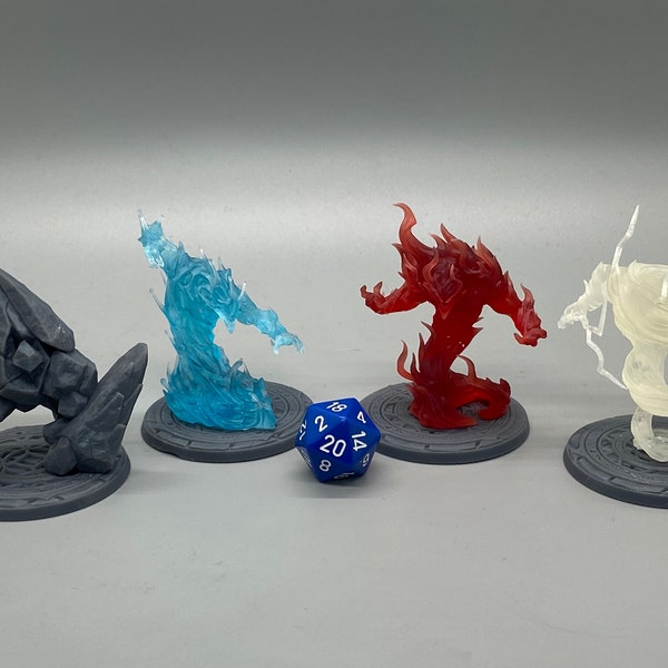 Élémentaires (4 sculptures en trois tailles) / Donjons et dragons / 5e / Éclaireurs / Savage Worlds / Guilde des artisans