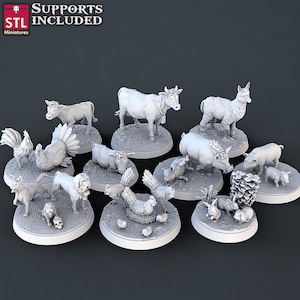 Farm Animals - Various Cute Critters / DnD / Pathfinder / Skyrim / STL Miniatures