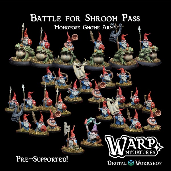 Battle for Shroom Pass (20 Sculpts!) / DnD / Pathfinder / 5e / Not Painted / Miniature / Warp Miniatures