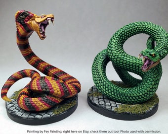 Giant Snakes (2 Sculpts) / DnD / 5e / Pathfinder / Medium, Large, or Huge Beast / Artisan Guild