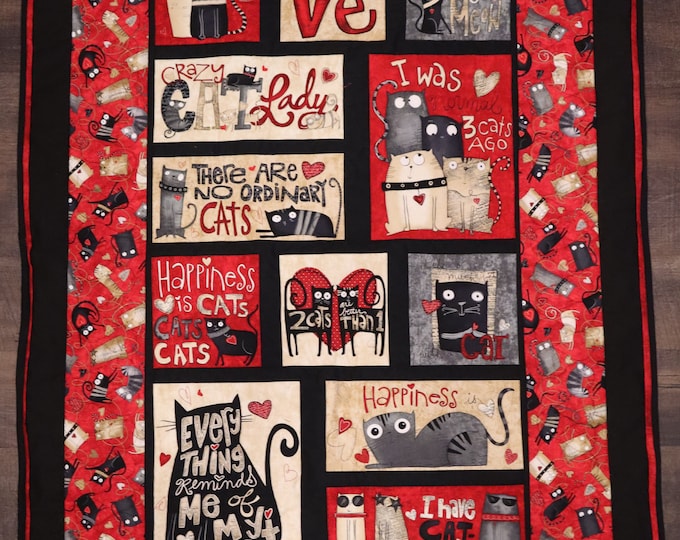 Handmade Cat Quilt (Wall Hanging or Throw) - PawsMidwest