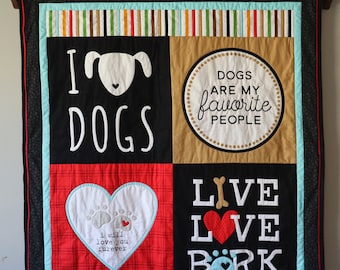 Handmade Dog Quilt (Wall Hanging/Throw/Blanket) - PawsMidwest