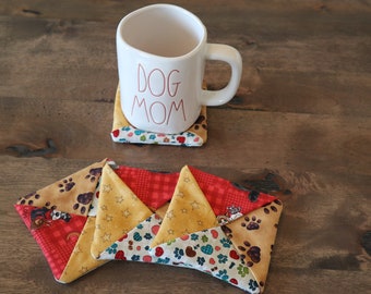 Dog Print Quilted Mug Rugs / Coasters - PawsMidwest