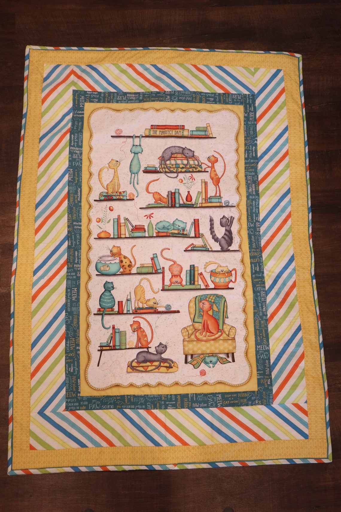 Handmade Cat Quilt wall Hanging or Throw Pawsmidwest Etsy