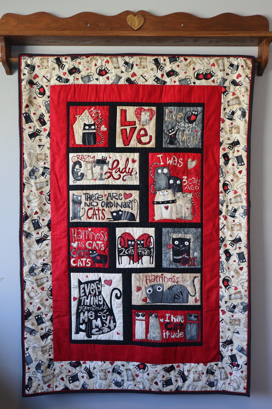 Handmade Cat Quilt wall Hanging or Throw Pawsmidwest Etsy