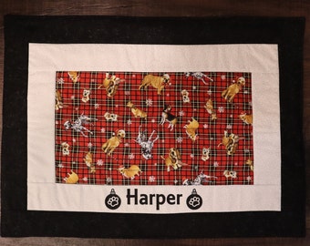 Quilted Double-Sided Dog Food / Feeding Personalized Mat - PawsMidwest