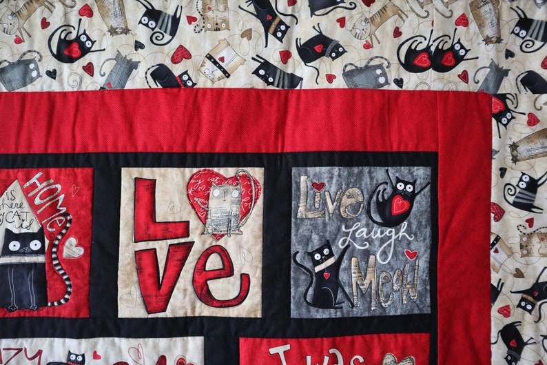 Handmade Cat Quilt wall Hanging or Throw Pawsmidwest Etsy