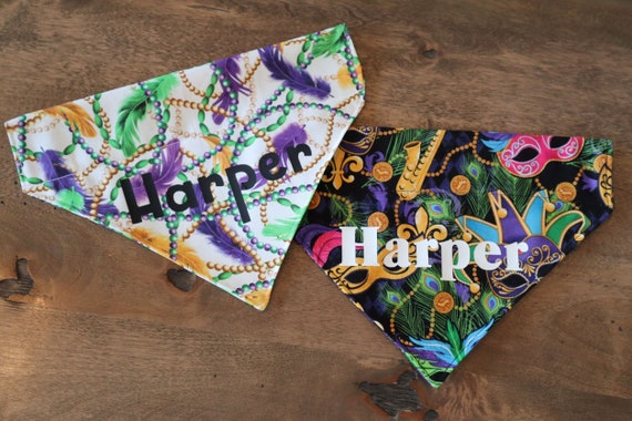 Mardi Gras Dog and Cat (Over the Collar) Personalized Bandana / Pet Scarf – PawsMidwest