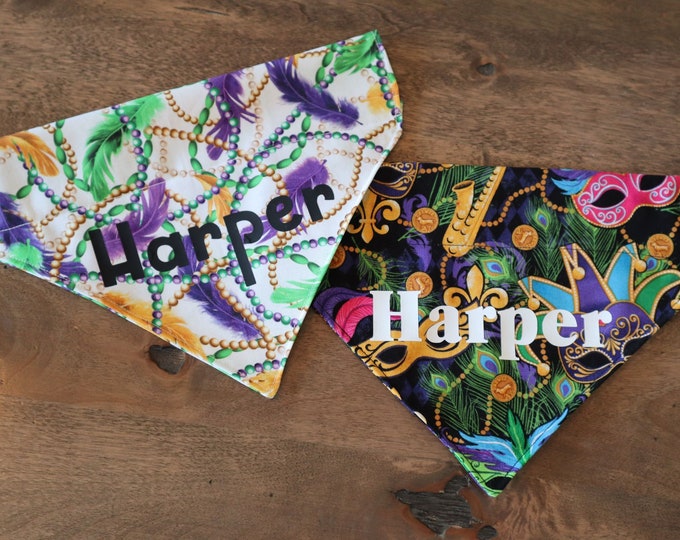 Mardi Gras Dog and Cat (Over the Collar) Personalized Bandana / Pet Scarf – PawsMidwest