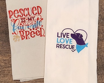 Dog & Cat Linen and Embroidery Hand Towels - PawsMidwest