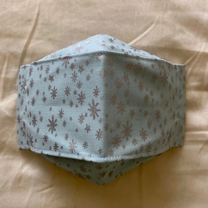 Mint and Metallic Silver Snowy Night Face Mask - Adult