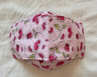 Hearts and Roses Valentine Face Mask - Adulto