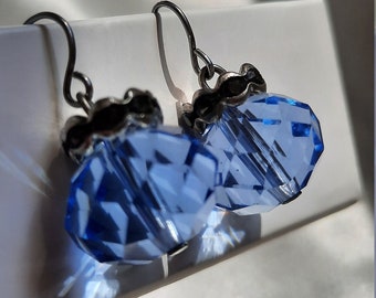 Light Blue Vintage Glass Bead Earrings