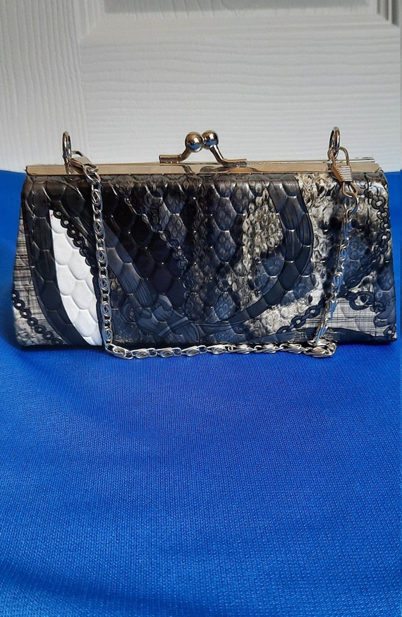 Vintage clutch purse, vintage evening bag, black a