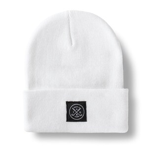 That&#39;s A Gimme™ White Beanie with Black Patch, Golf Beanie, Golf Hat, Golf Cold-Weather Hat
