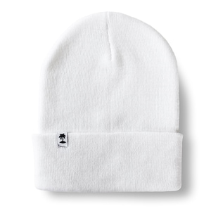 That&#39;s A Gimme™ White Beanie with Palm Patch, Golf Beanie, Golf Hat, Golf Cold-Weather Hat