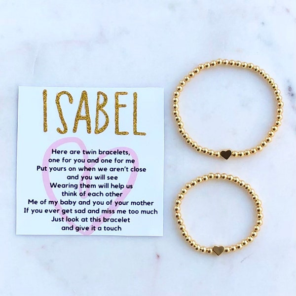 First Day of School Matching Bracelet Set, School Anxiety Relief Bracelet, Mom Child Security Bracelets, Kid Comfort Bracelet, Think of Me