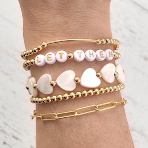 Let Them Beaded Bracelet, Motywacyjny prezent biżuteryjny, Niestandardowa bransoletka z mantrą, Inspirujący cytat, Zdrowie psychiczne, Prezent z bransoletką afirmacyjną
