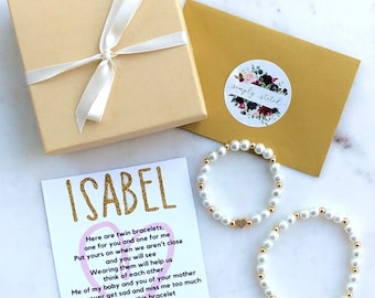 Moeder dochter eerste schooldag armbandset, schoolangst bijpassende armbanden, scheidingscadeau, veiligheidsarmbanden, eerste dag kriebels